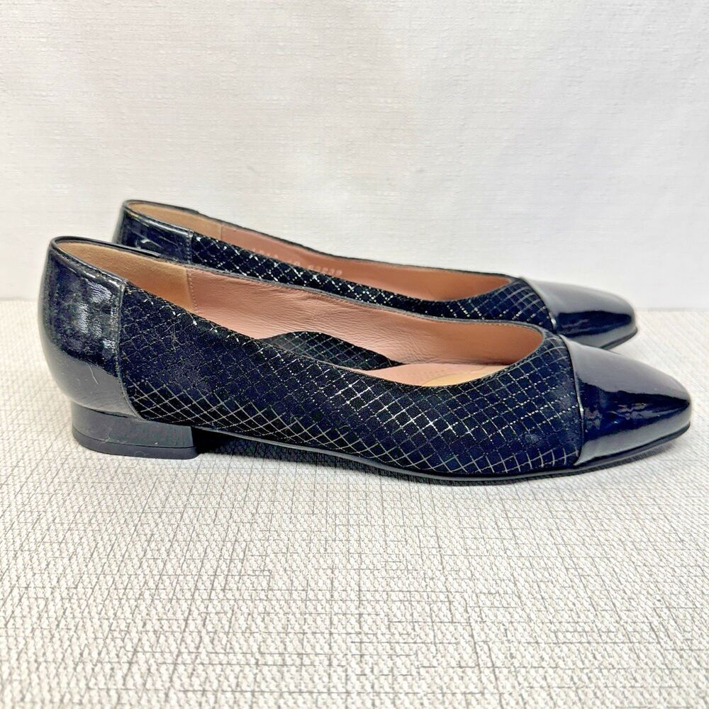 BeautiFeel Pumps Wmn 40 Black Quilted Suede Patent Cap Toe Low Heel Professional